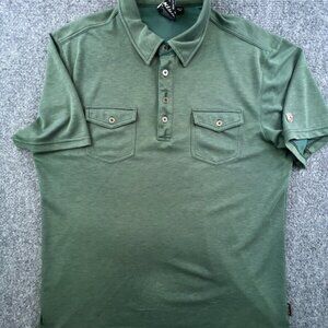 KUHL Adult Men's Polo Shirt MEDIUM Pockets Logo Short Sleeve Green Hiking
